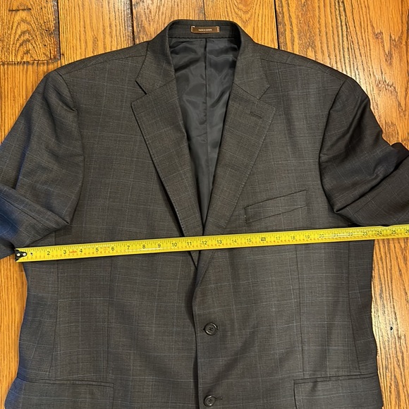 CUSTOM PETER MILLAR MENS 2 BUTTON WOOL GRAY/BLUE SUIT WITH PLEATED CUFFED PANTS - Picture 8 of 16